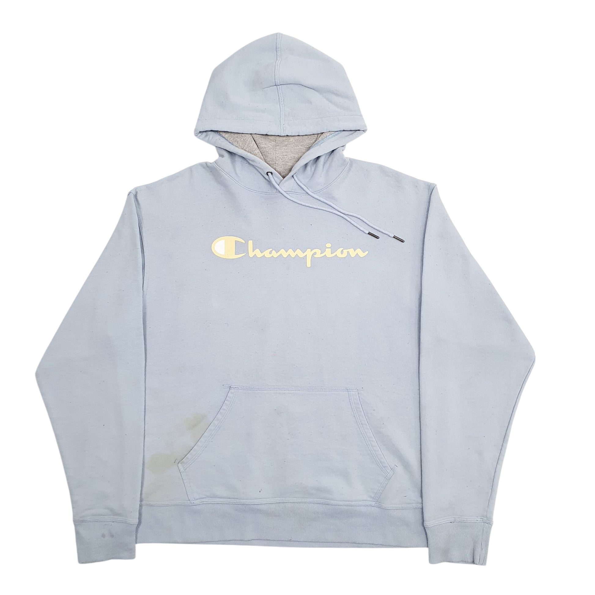 Mens Blue Champion Spellout Hoodie Jumper