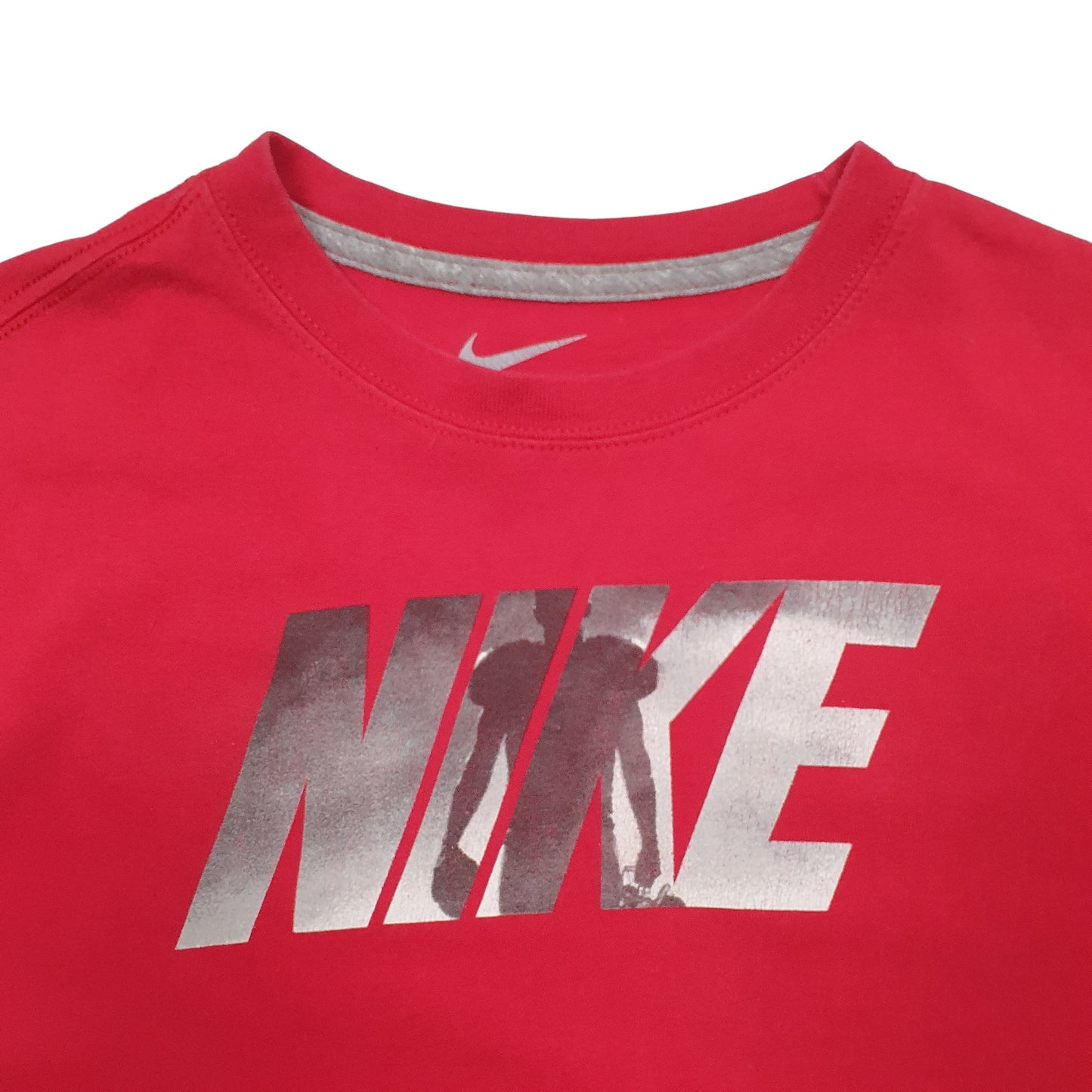 Mens Red Nike Spellout Short Sleeve T Shirt