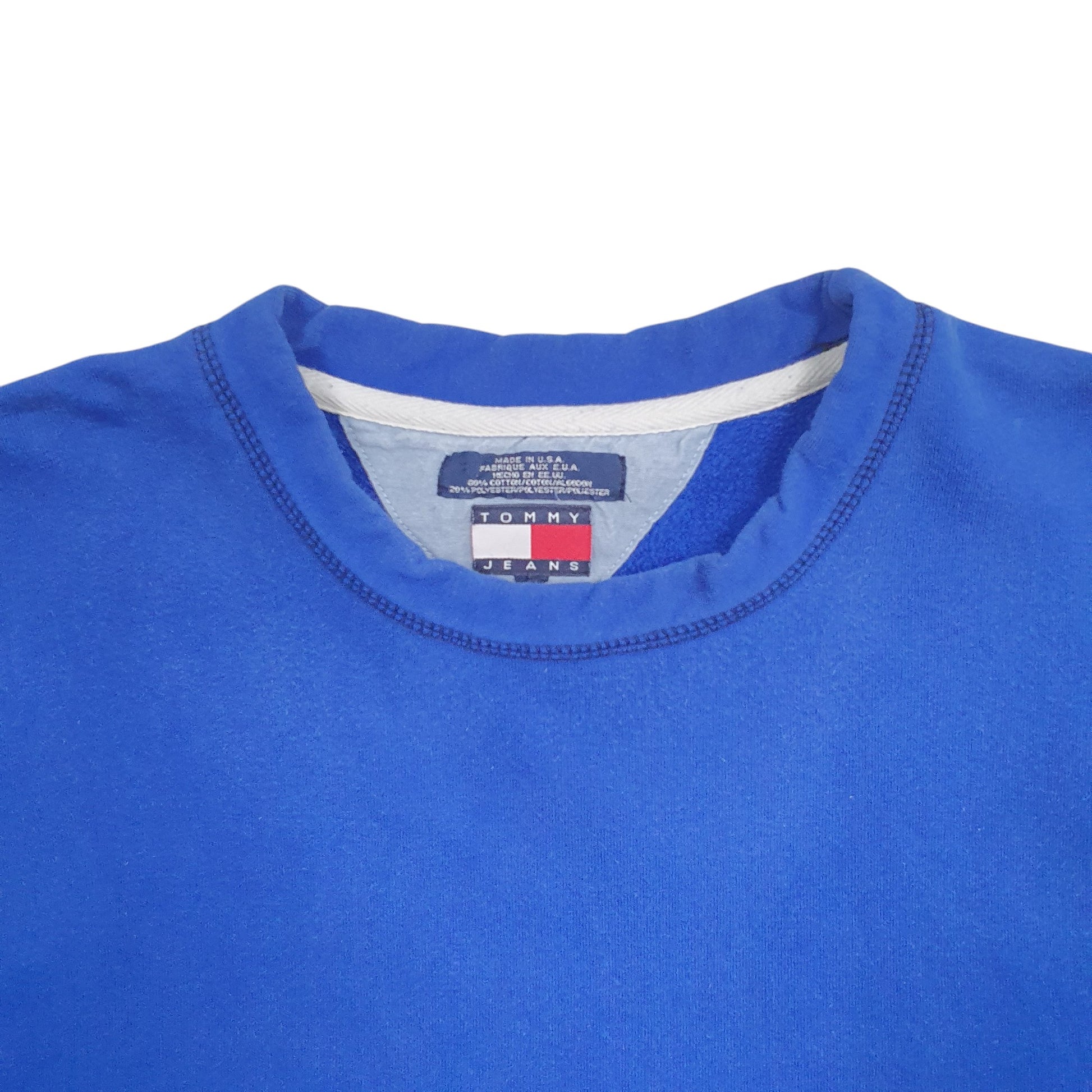 Mens Blue Tommy Hilfiger Made In USA Vintage 90's Crewneck Jumper
