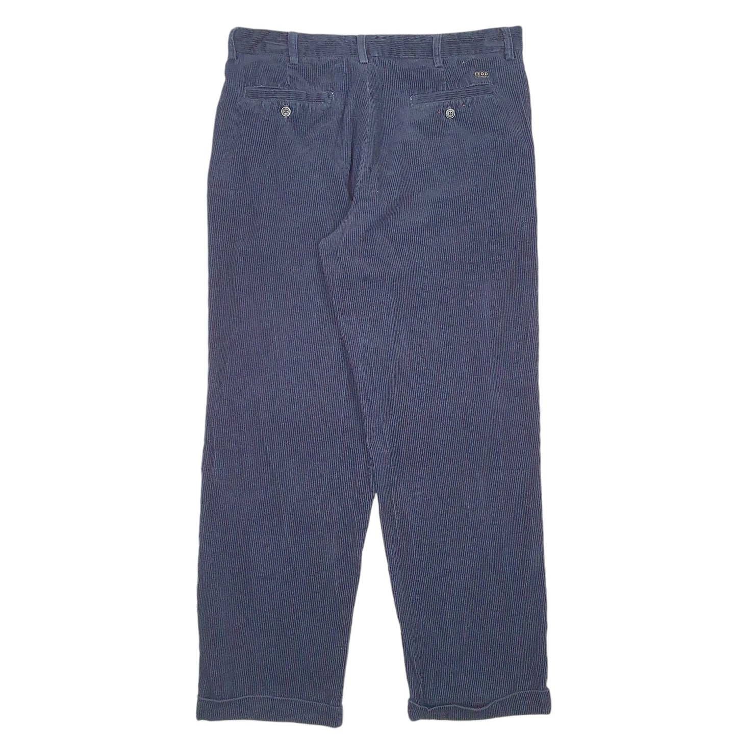 Mens Navy Izod Double Pleated Corduroy Trousers