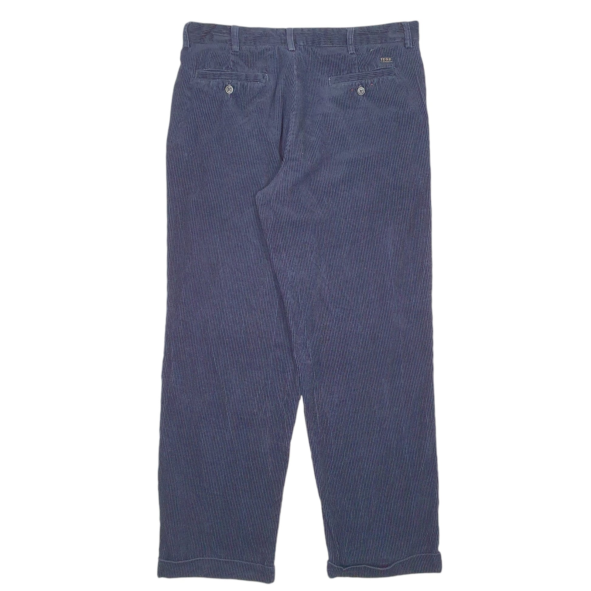 Mens Navy Izod Double Pleated Corduroy Trousers