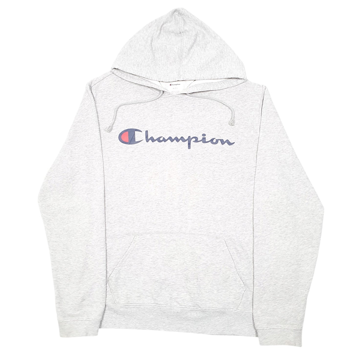 Mens Grey Champion Script Hoodie Jumper