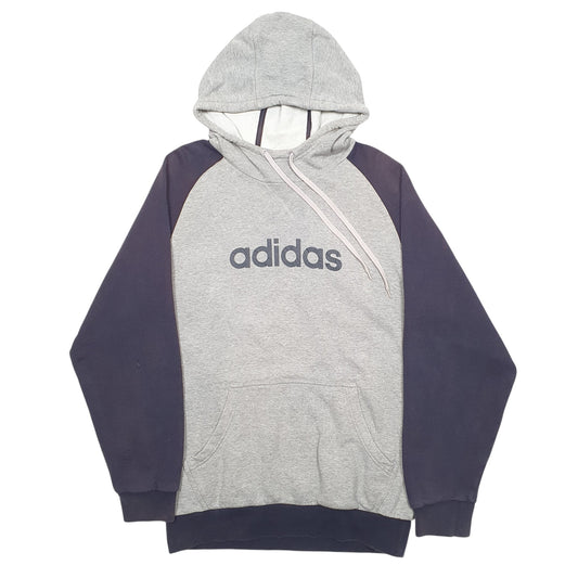 Mens Grey Adidas Spellout Hoodie Jumper