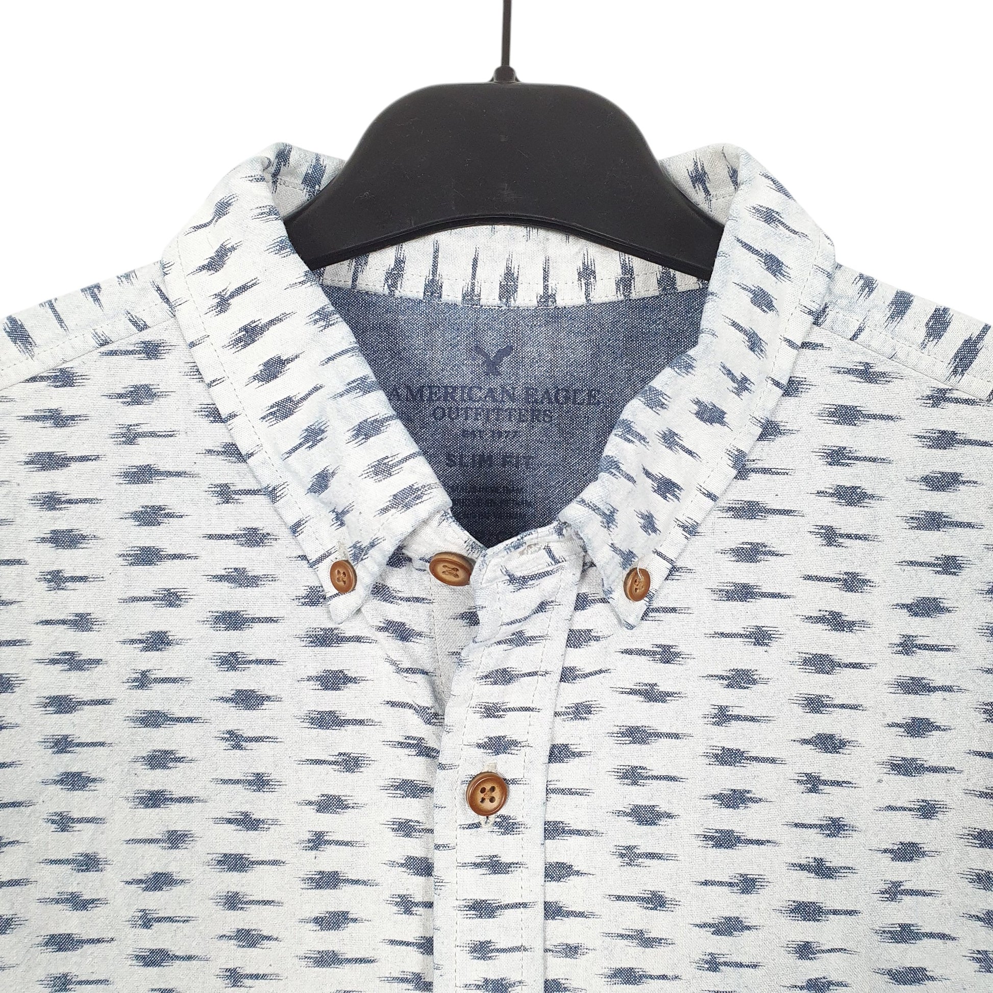 Mens Blue American Eagle Outfitters Navajo Short Sleeve Shirt