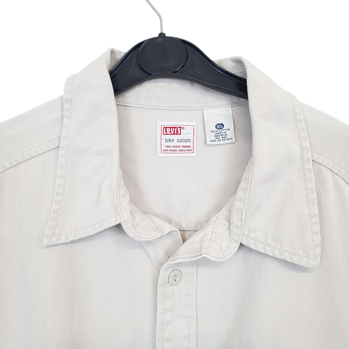 Mens Beige Levis Vintage Dry Goods Overshirt Work Long Sleeve Shirt