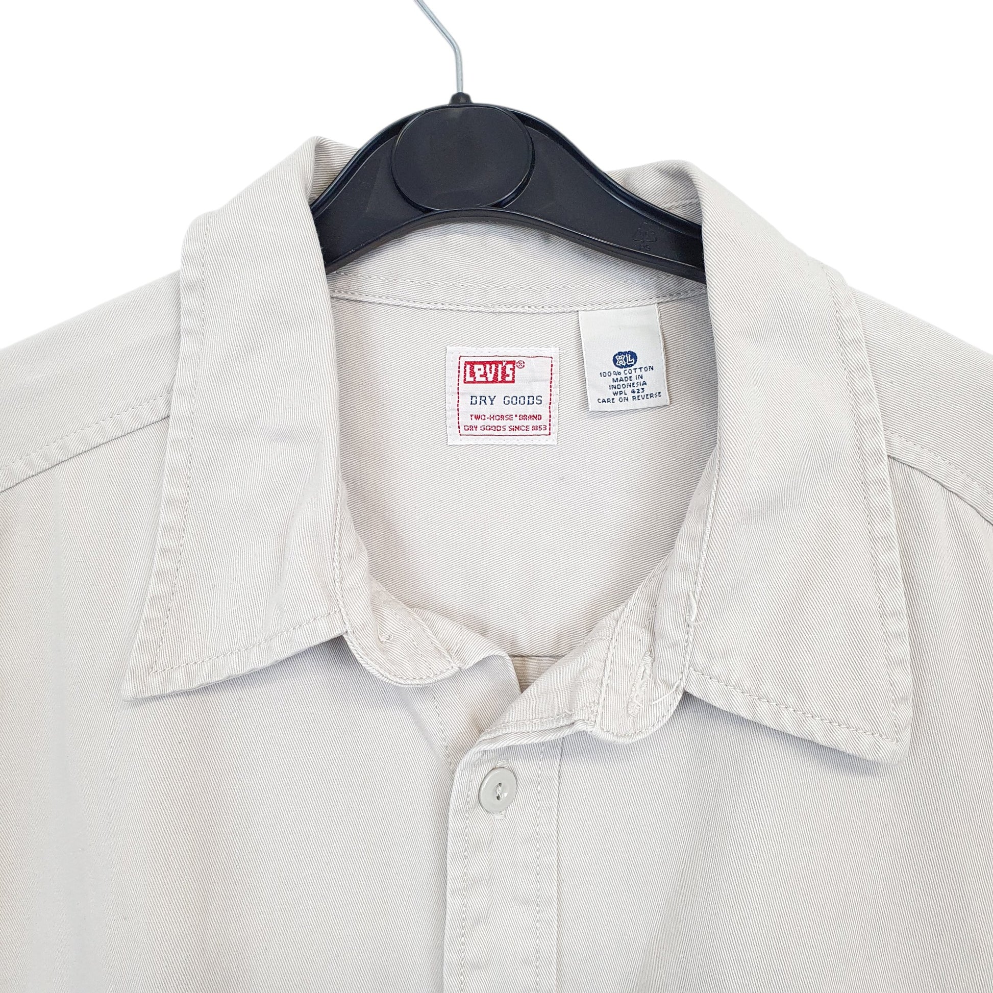 Mens Beige Levis Vintage Dry Goods Overshirt Work Long Sleeve Shirt
