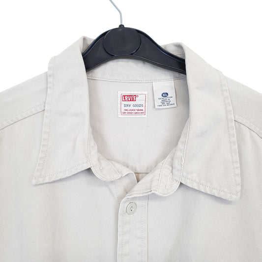Mens Beige Levis Vintage Dry Goods Overshirt Work Long Sleeve Shirt