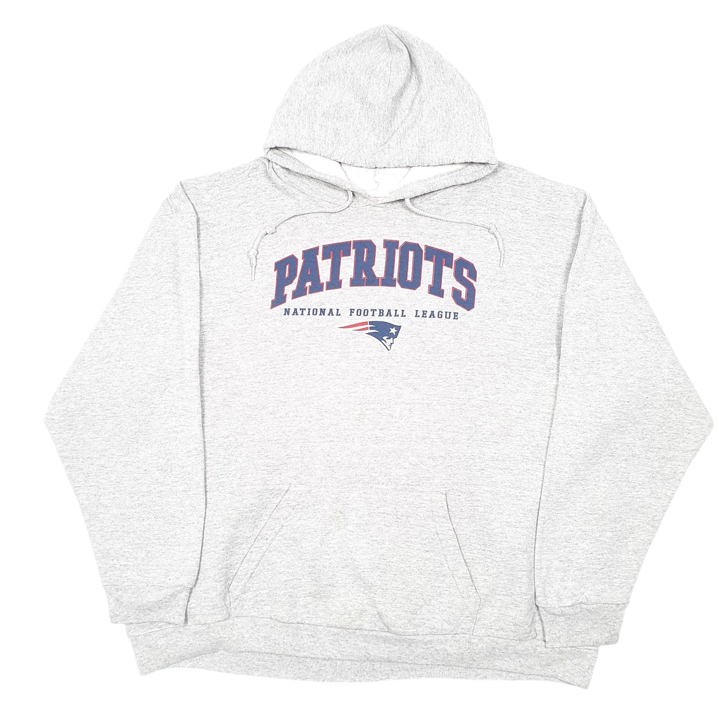 Mens Grey NFL New England Patriots Football USA Spellout Hoodie Jumper