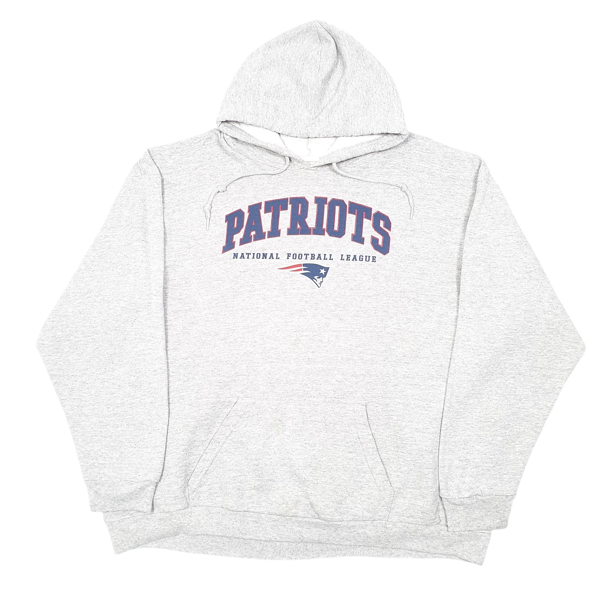 Mens Grey NFL New England Patriots Football USA Spellout Hoodie Jumper