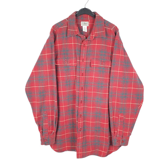 Mens Red L.L.Bean Tall Chamois Overshirt Shacket Long Sleeve Shirt