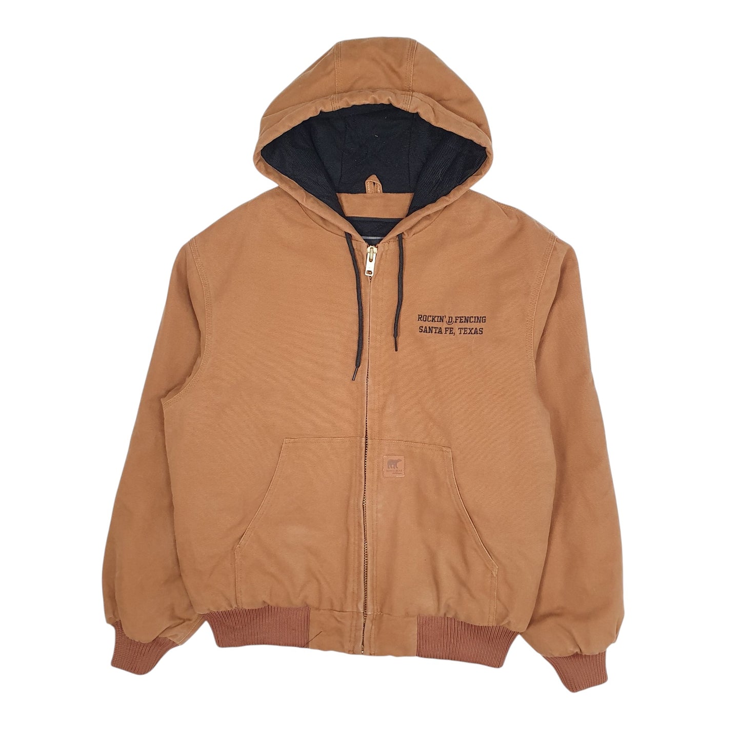 Mens Tan White Bear Active Hoodie Lined  Coat