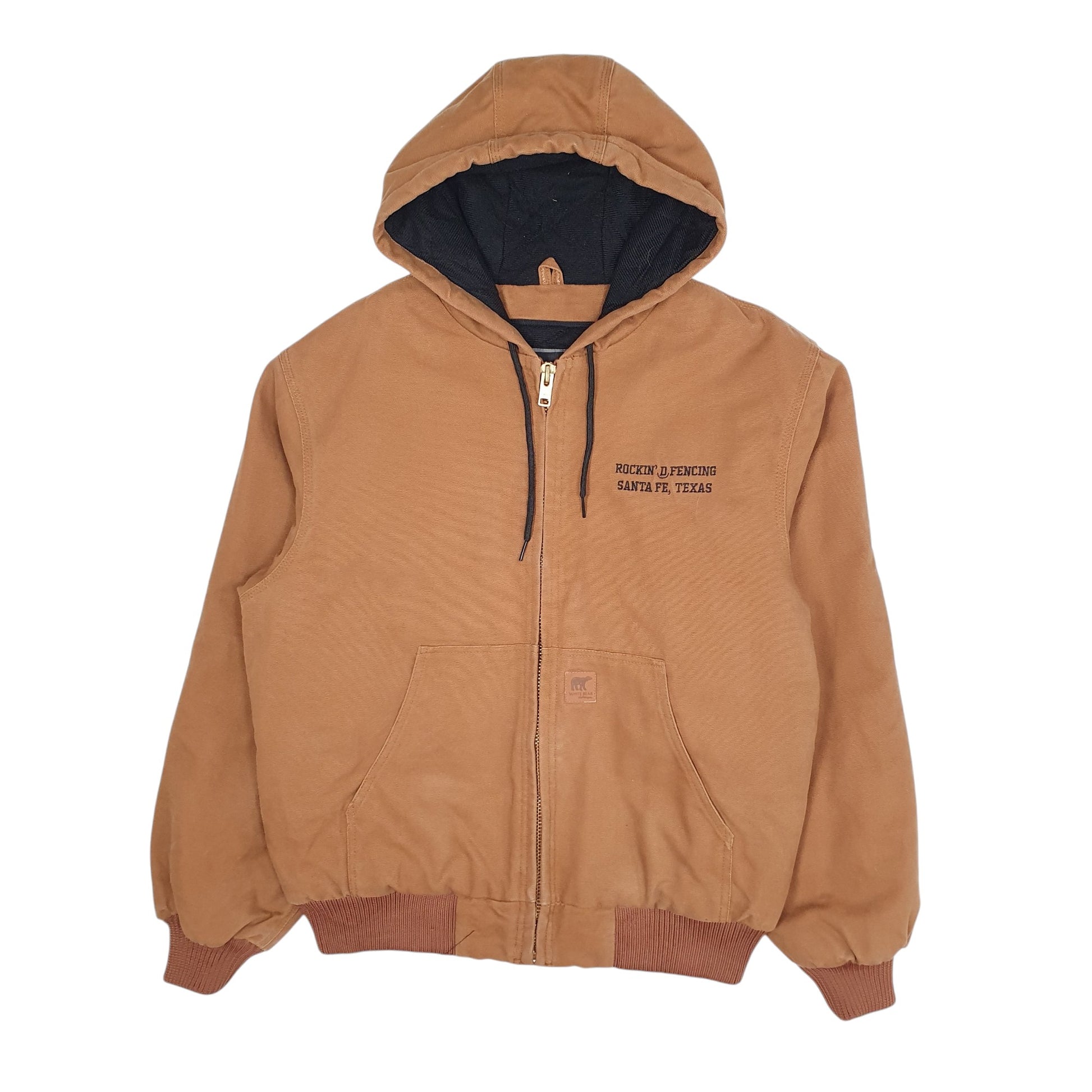 Mens Tan White Bear Active Hoodie Lined  Coat