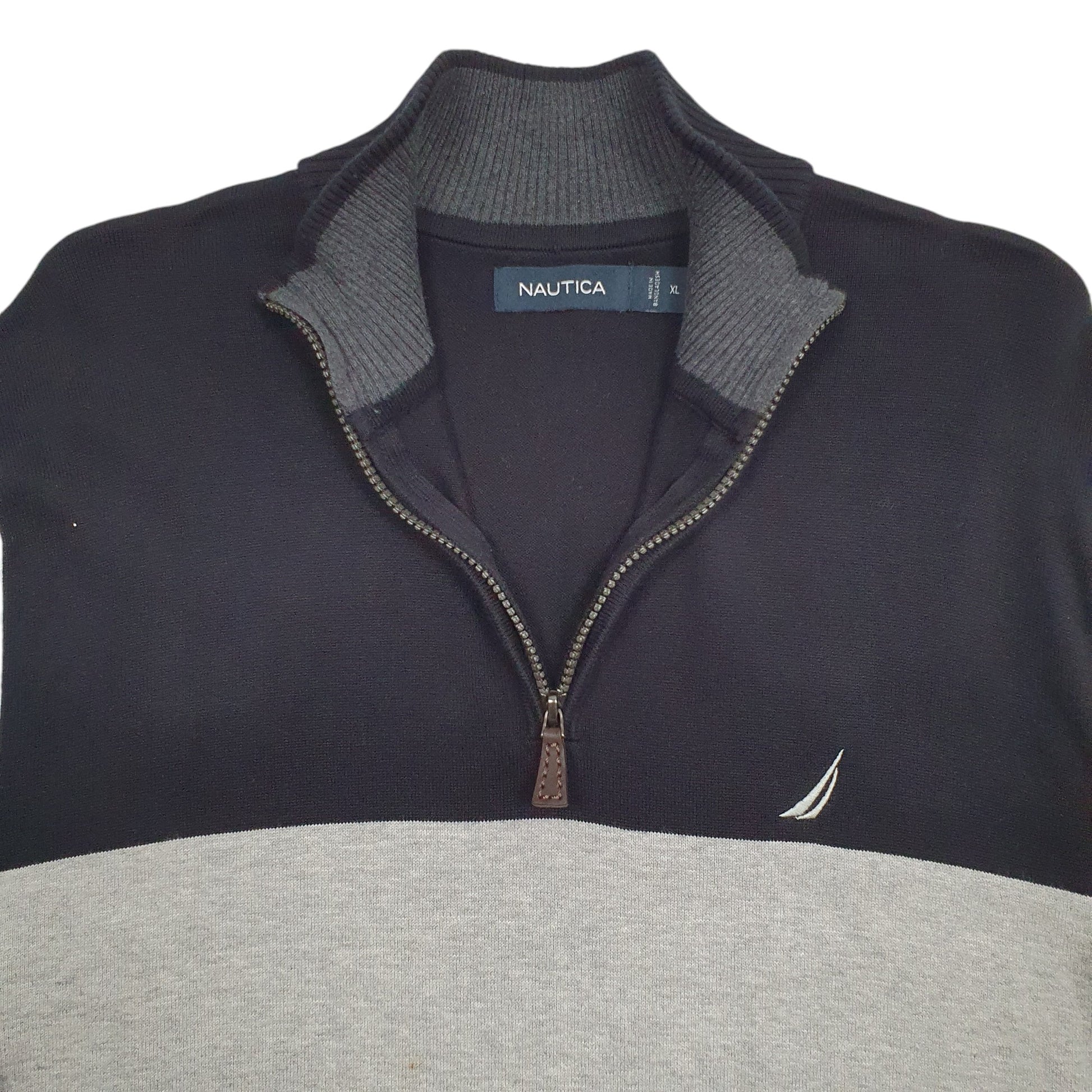 Mens Grey Nautica Knit Quarter Zip Jumper