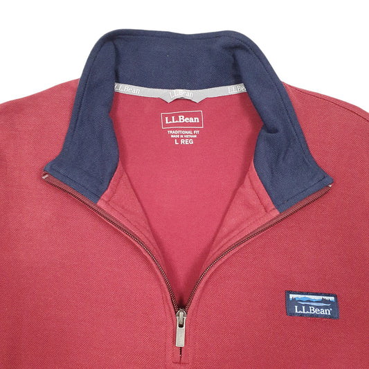 Mens Burgundy L.L.Bean  Quarter Zip Jumper