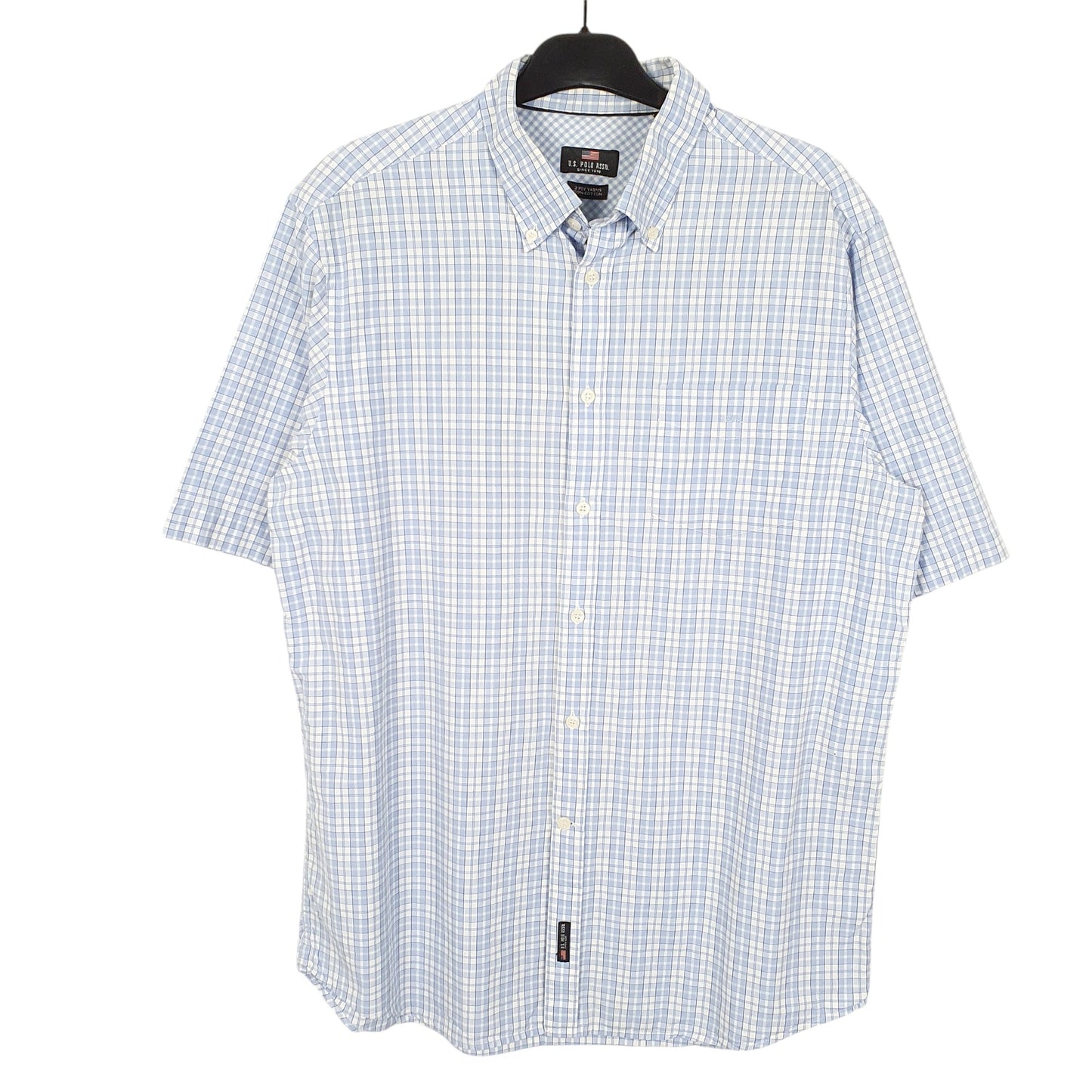 Mens Blue U.S. Polo Assn. 2 Ply Yarns Short Sleeve Shirt