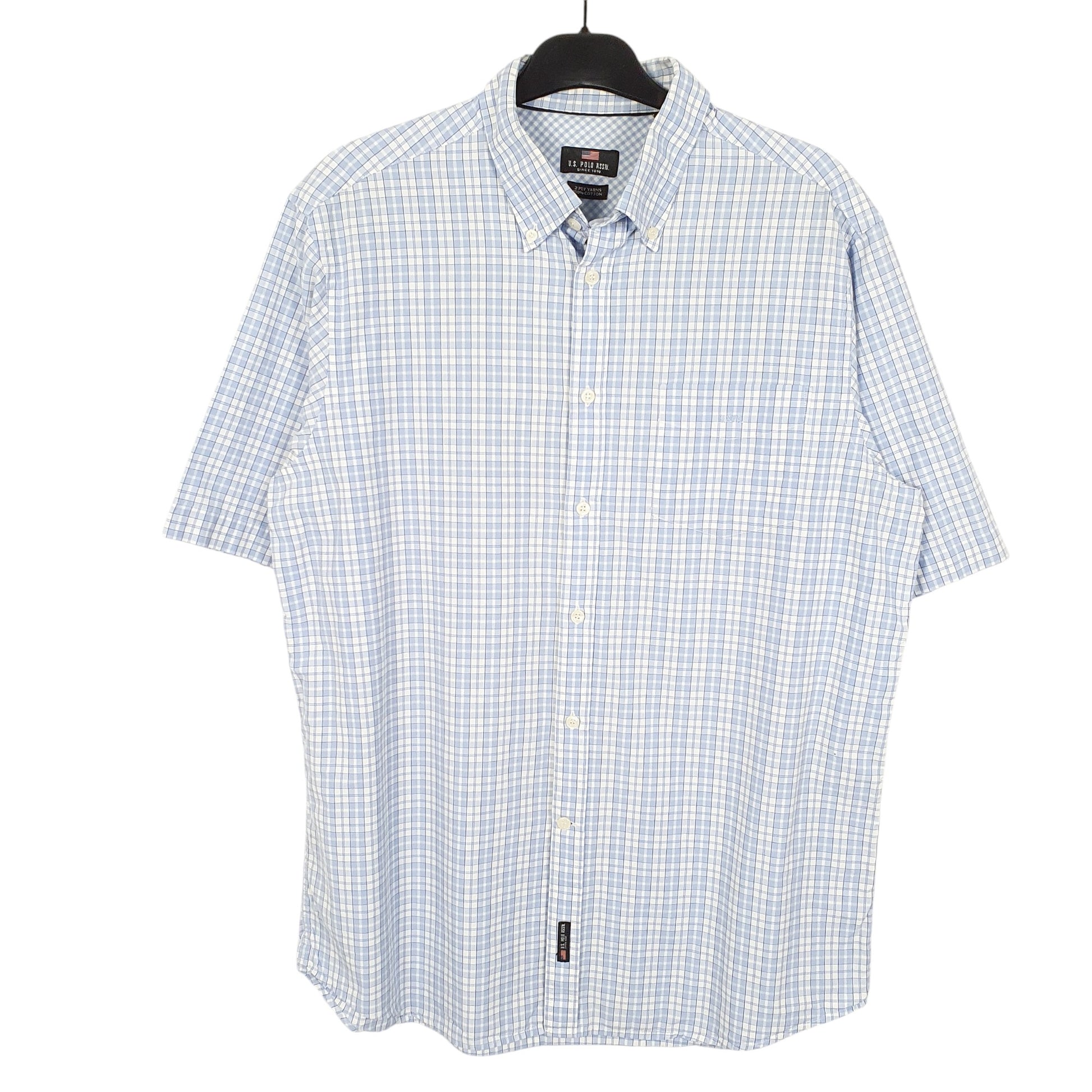 Mens Blue U.S. Polo Assn. 2 Ply Yarns Short Sleeve Shirt