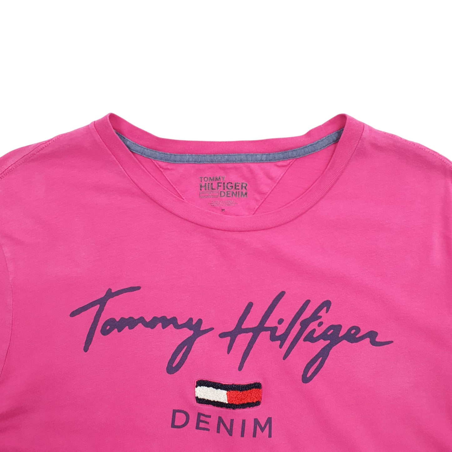 Mens Pink Tommy Hilfiger Spellout Short Sleeve T Shirt