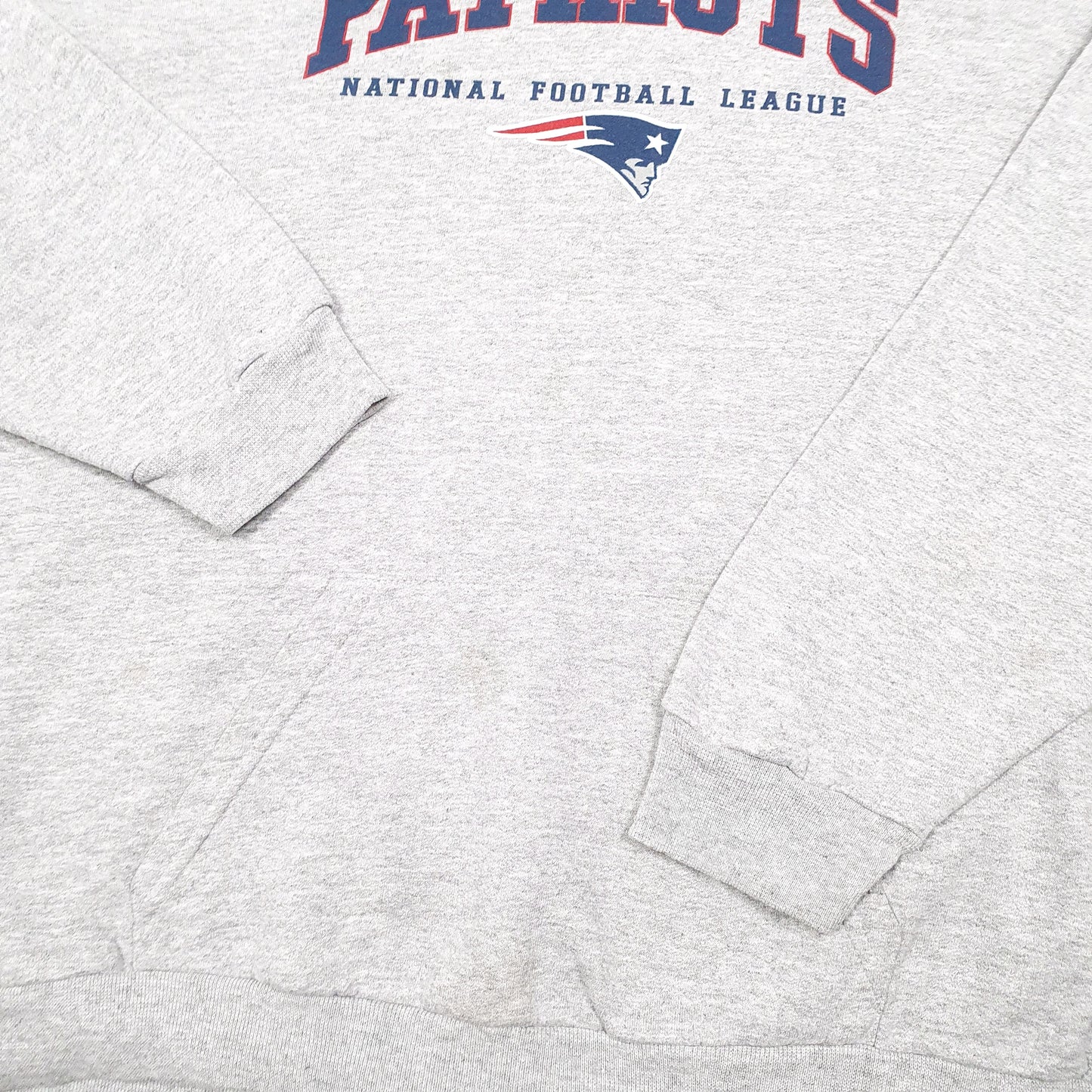 Mens Grey NFL New England Patriots Football USA Spellout Hoodie Jumper