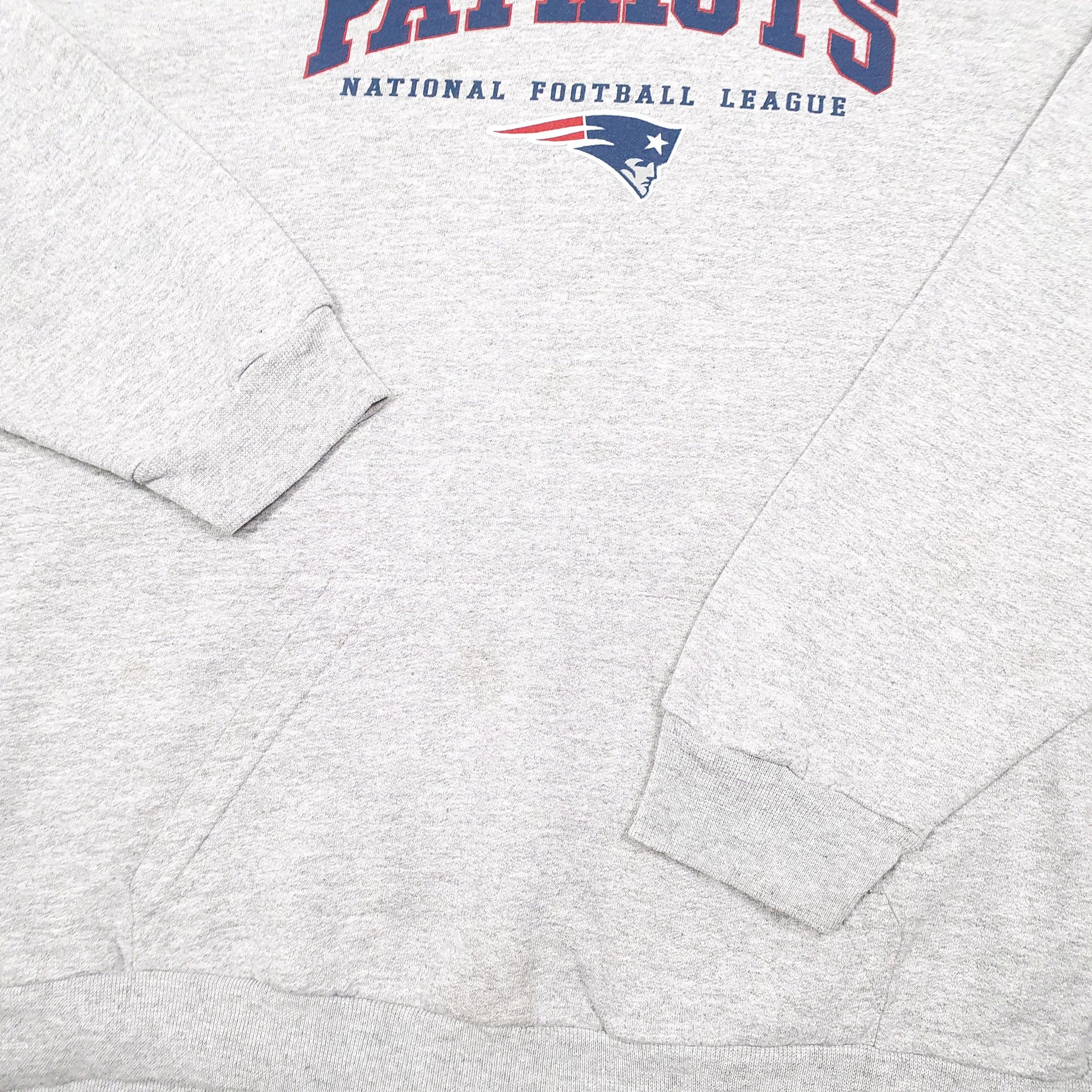 Mens Grey NFL New England Patriots Football USA Spellout Hoodie Jumper