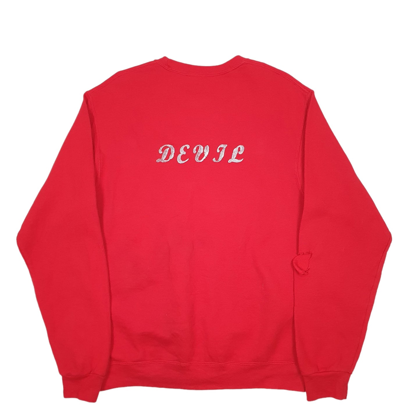 Mens Red Fruit Of The Loom Devil Crewneck Jumper