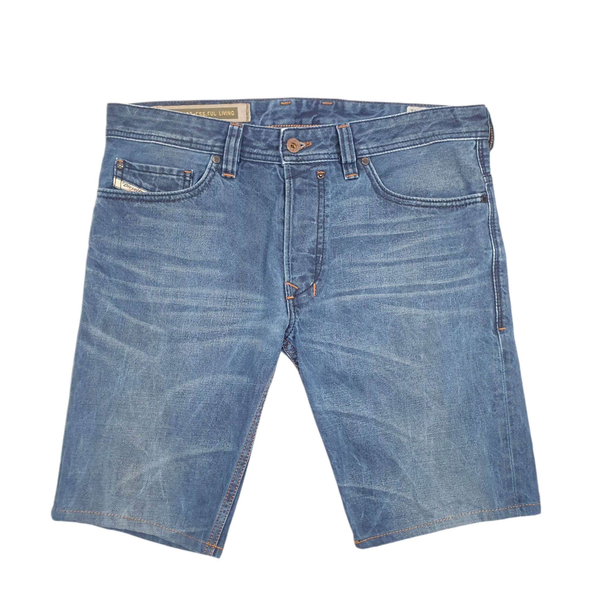 Mens Blue Diesel Slim Jorts Jean Denim Shorts