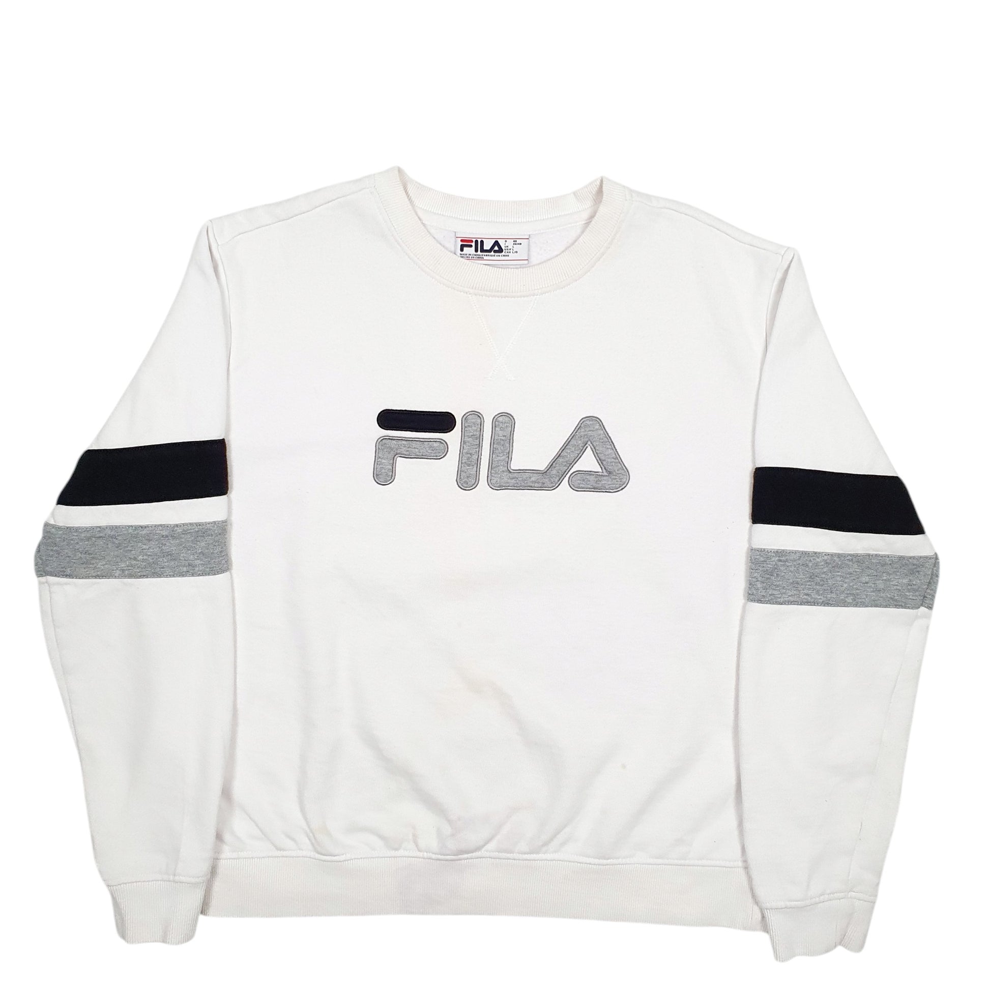 Womens White Fila Spellout Crewneck Jumper