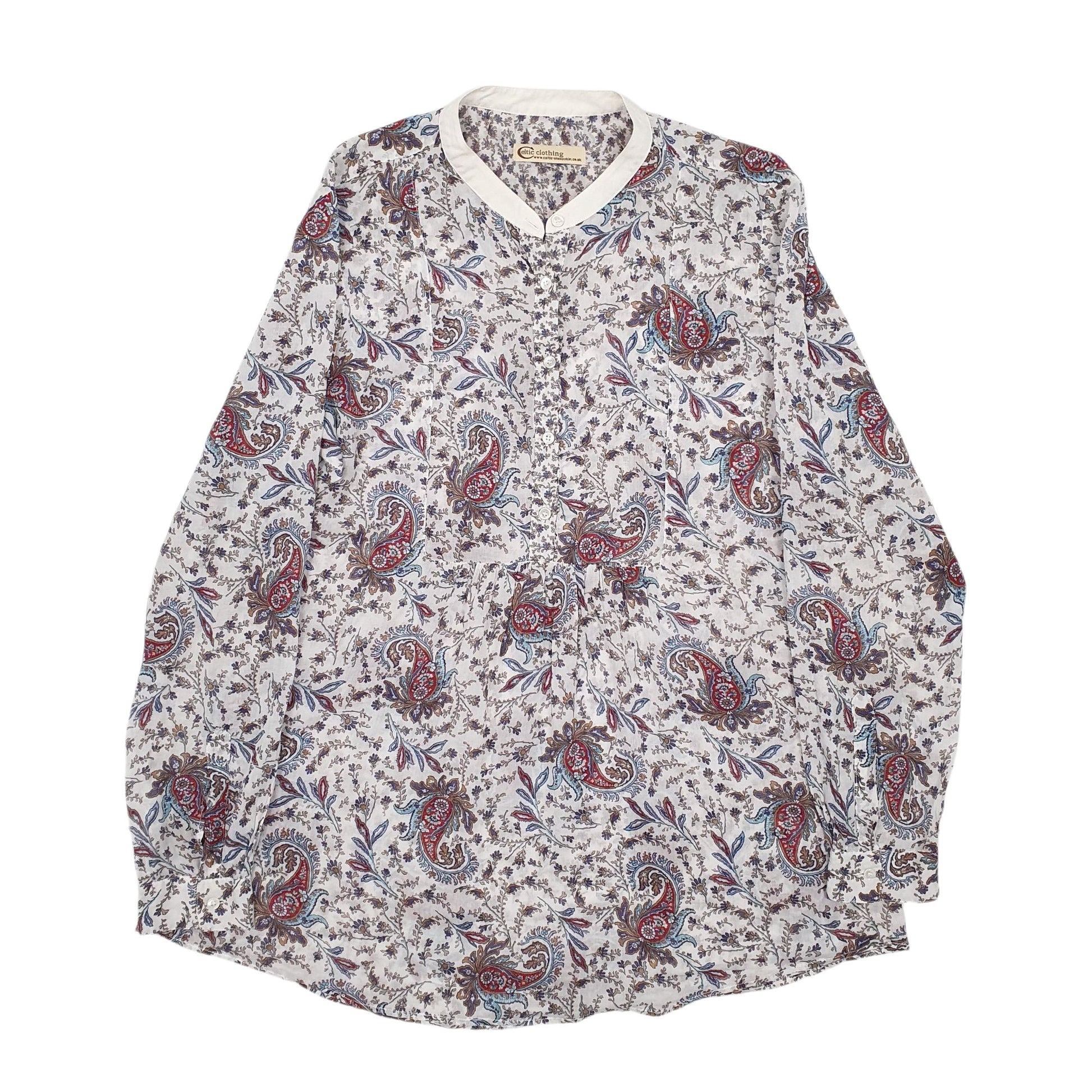 Womens White Celtic Clothing Lightweight Blouse Long Sleeve T Shirt