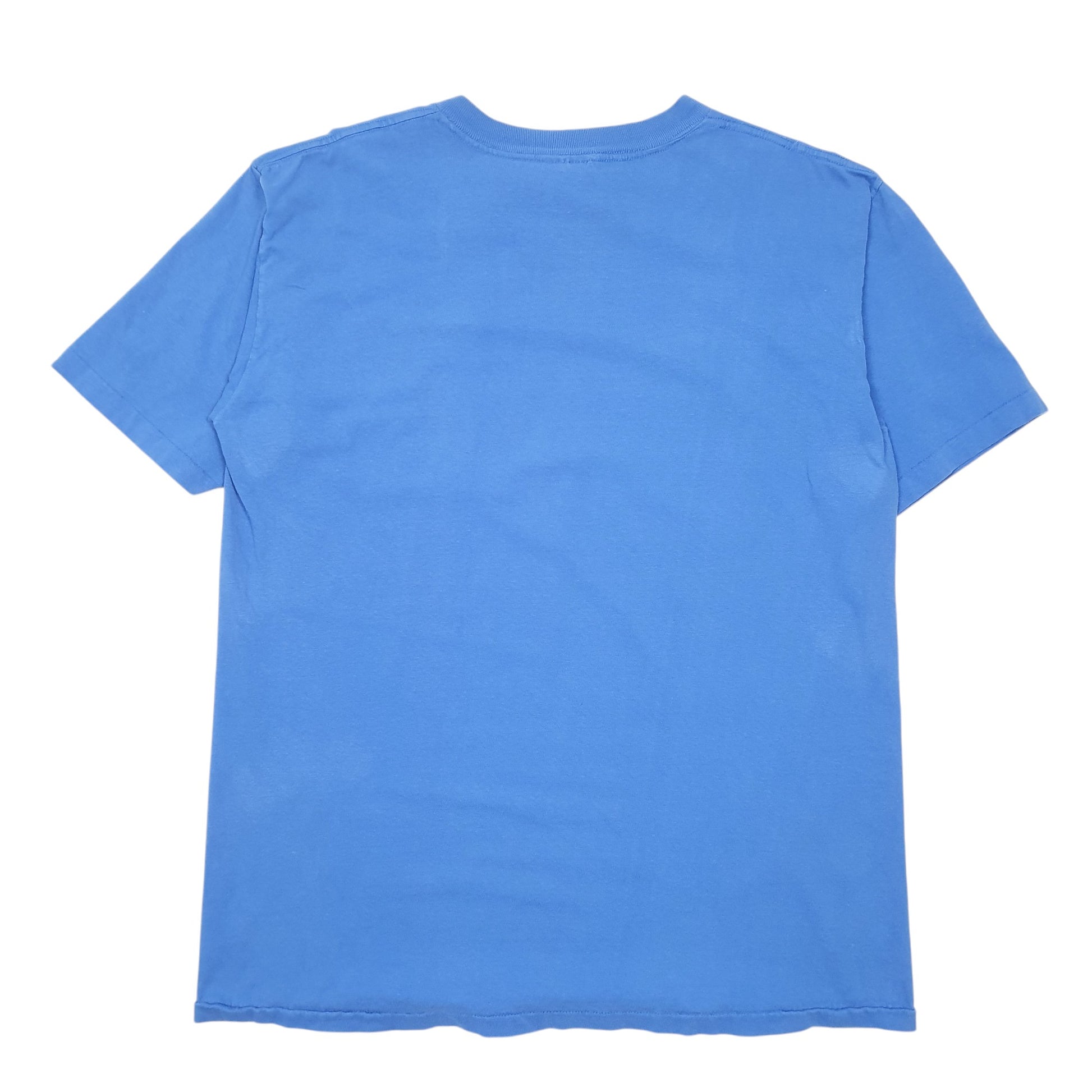 Mens Blue Oneita Single Stitch Vintage 90s Made In USA Dont Worry Be Happy Short Sleeve T Shirt