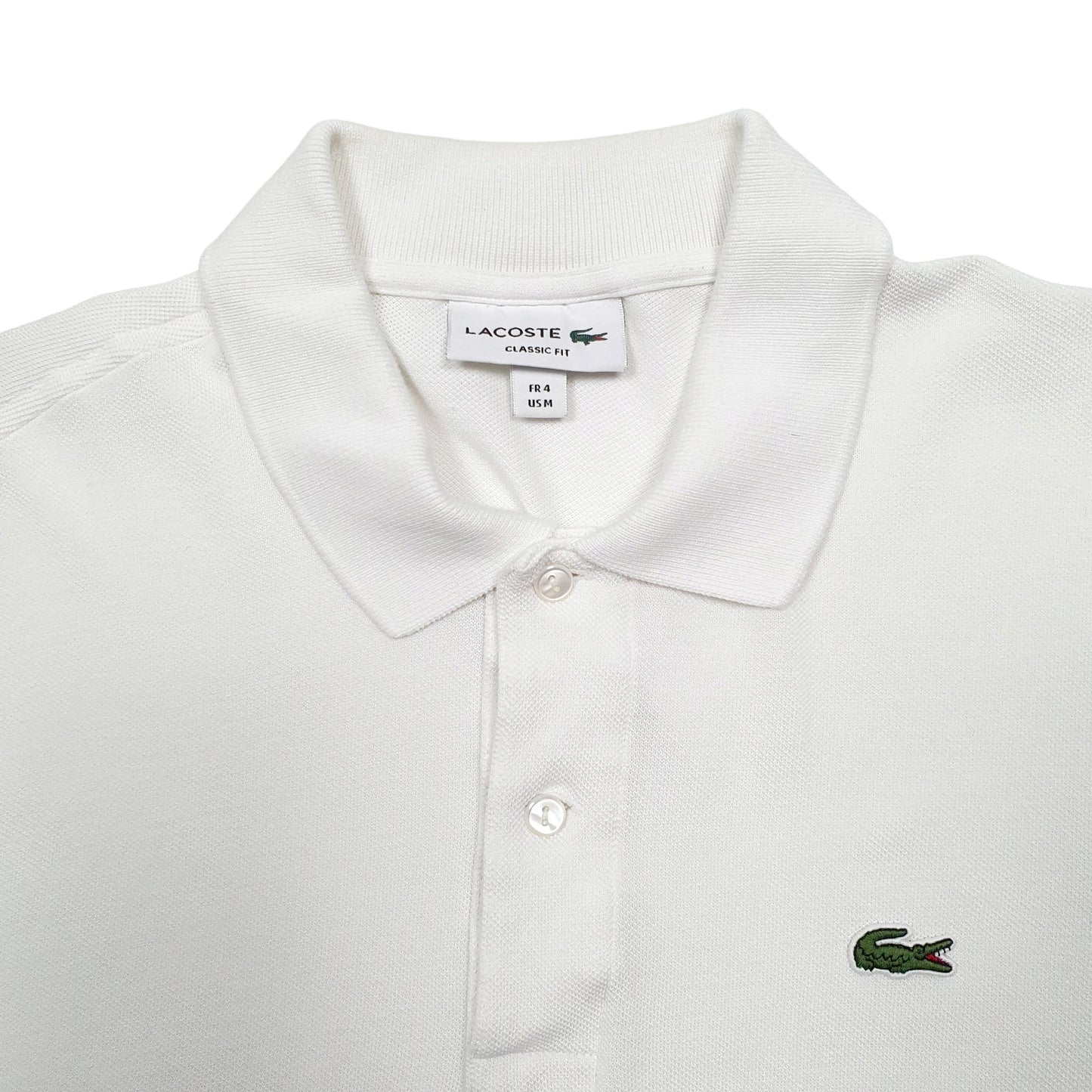 Mens White Lacoste  Long Sleeve Polo Shirt