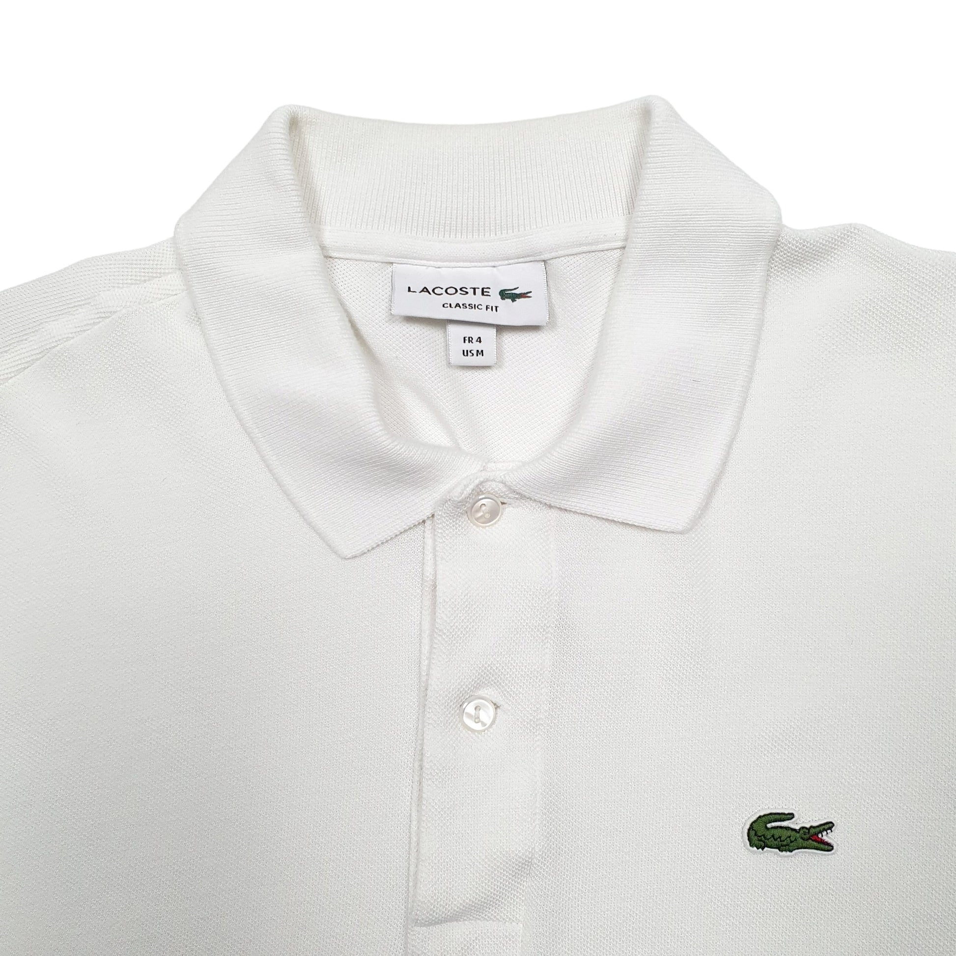 Mens White Lacoste  Long Sleeve Polo Shirt