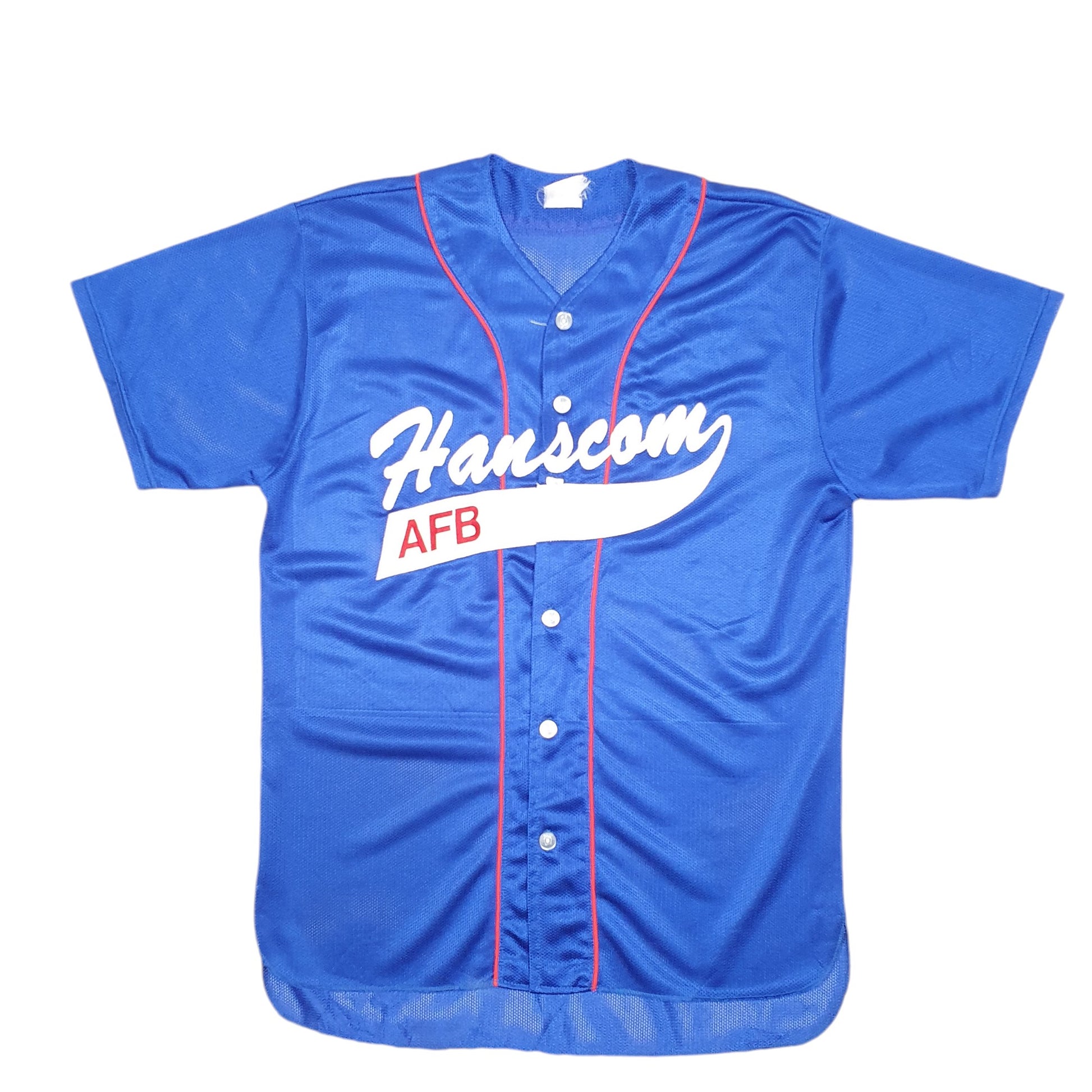 Mens Blue Unbranded Baseball Jersey Hanscom Air Force Base USA Short Sleeve T Shirt