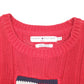 Womens Red Tommy Hilfiger Vintage Jeans Chunky Ribbed Cabe Box Logo 2000s Crewneck Jumper