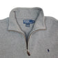 Mens Grey Polo Ralph Lauren Vintage 1990s Made in USA Quarter Zip Jumper