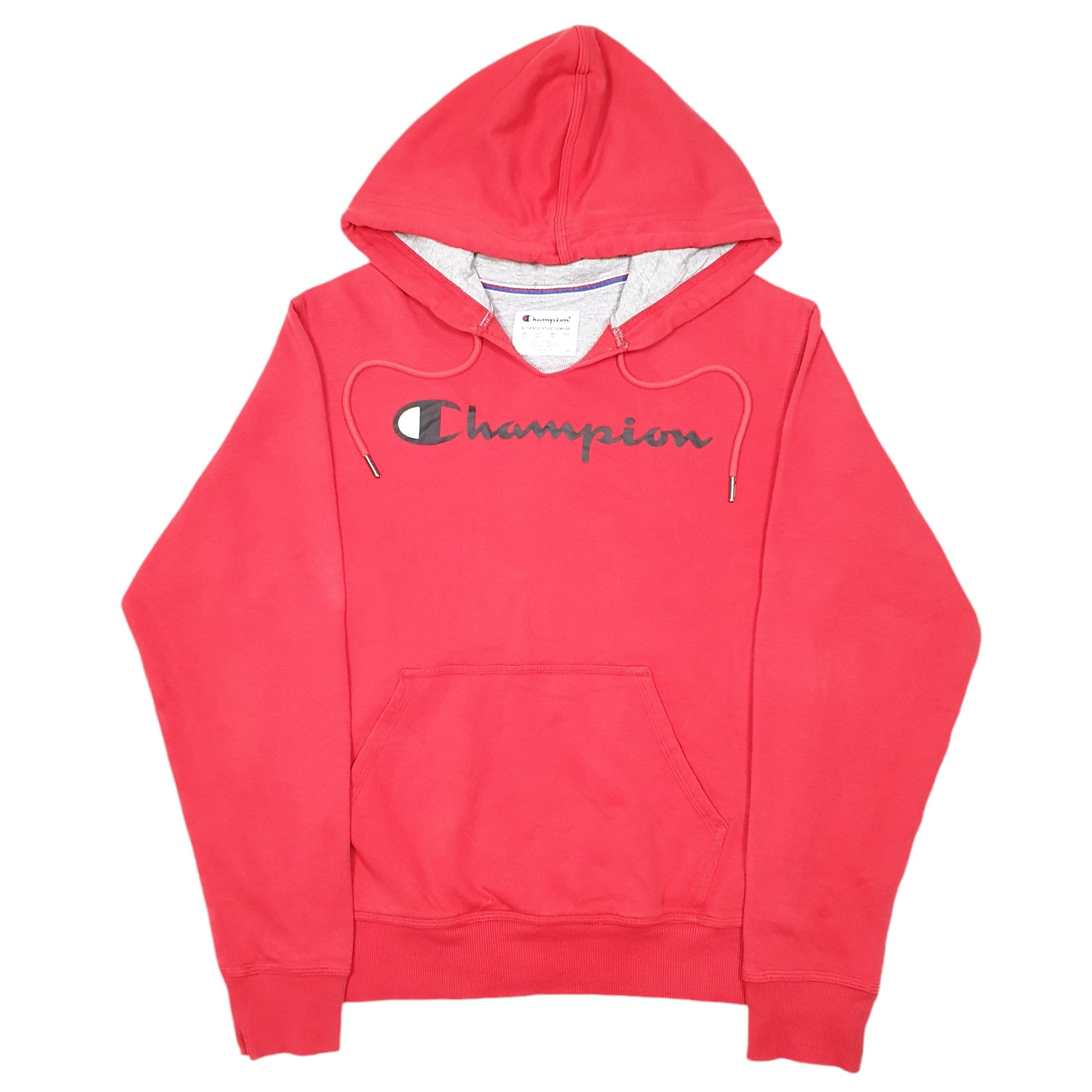Mens Red Champion Script Hoodie Jumper