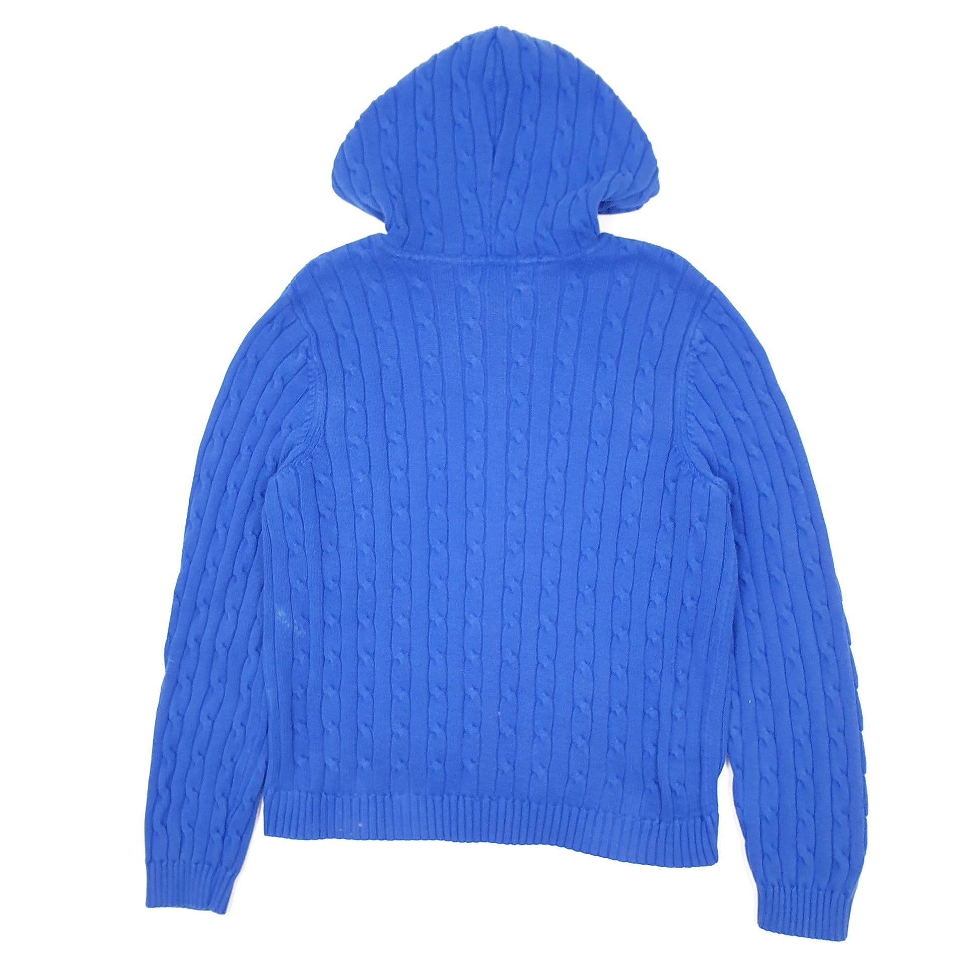 Womens Blue Chaps Cable Knit Hoodie Full Zip Jumper