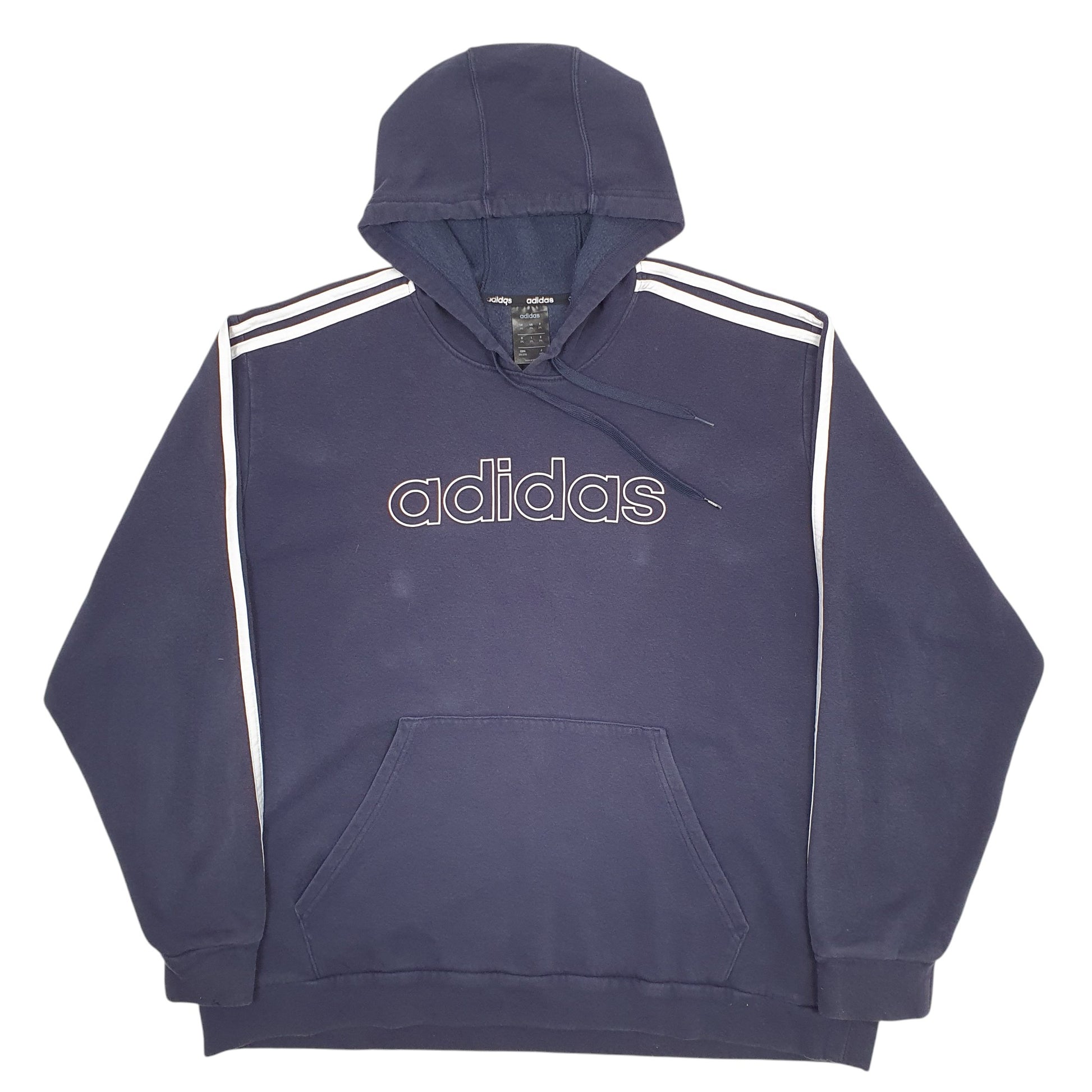 Mens Navy Adidas Spellout Hoodie Jumper
