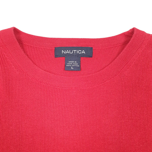 Mens Red Nautica Knit Sweater Crewneck Jumper