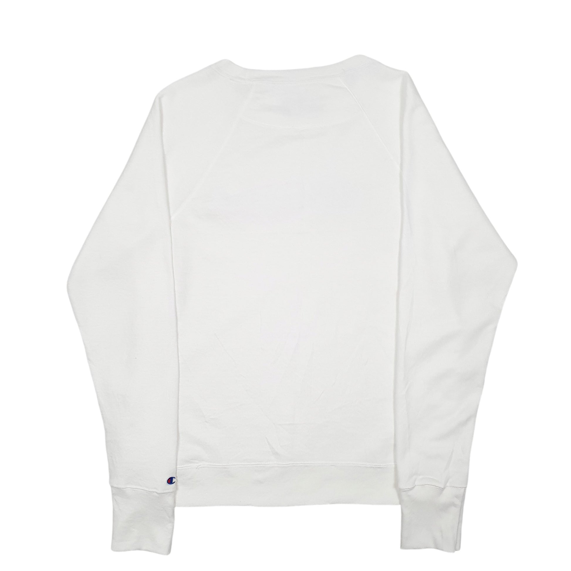 Womens White Champion Raglan Script Crewneck Jumper