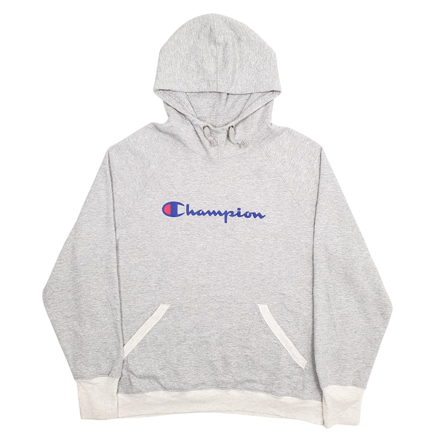 Mens Grey Champion Spellout Hoodie Jumper