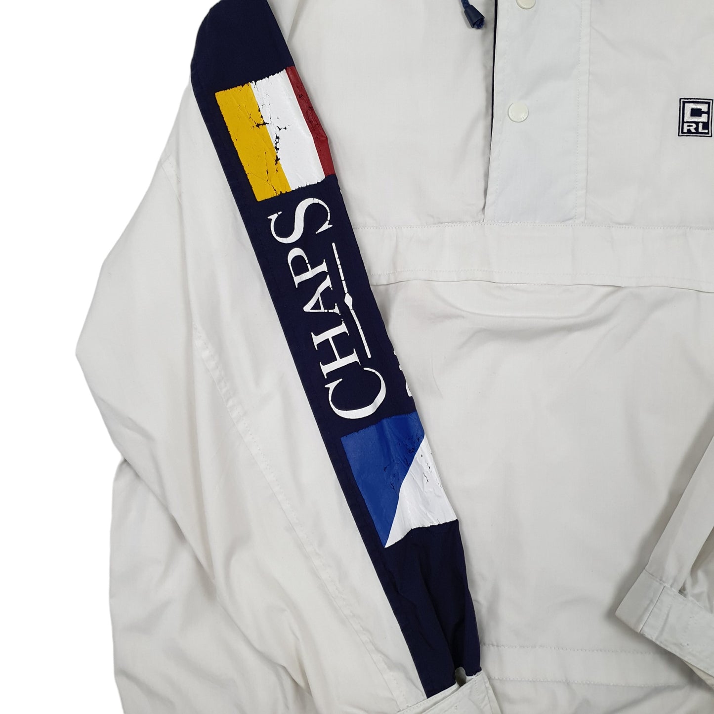Mens White Ralph Lauren Chaps Vintage 90s Pullover  Coat