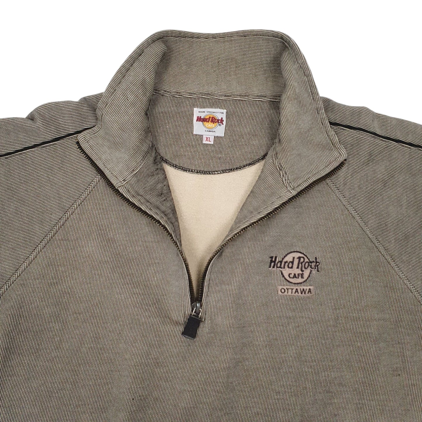 Mens Grey Hard Rock Cafe Vintage 90s Quarter Zip Jumper