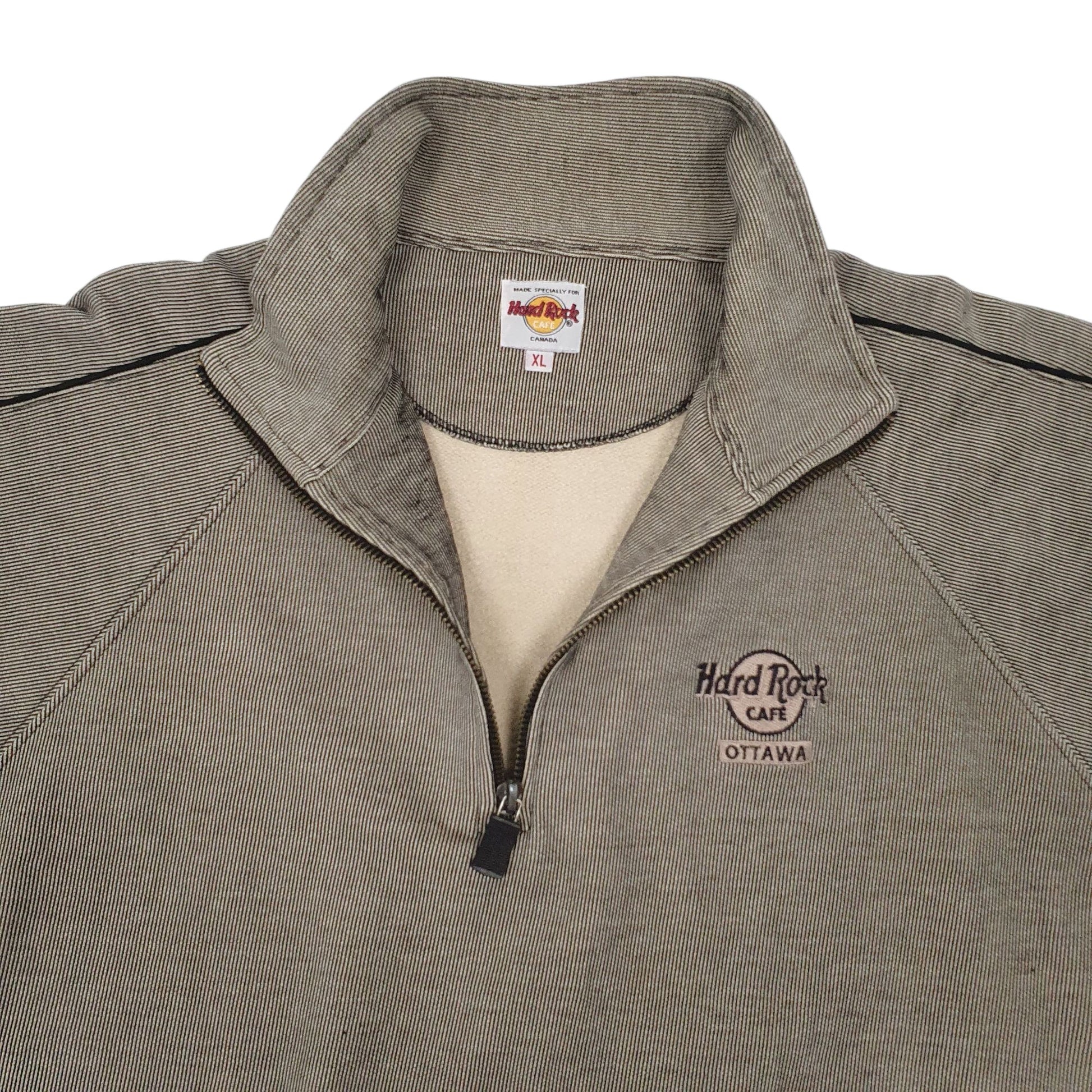 Mens Grey Hard Rock Cafe Vintage 90s Quarter Zip Jumper