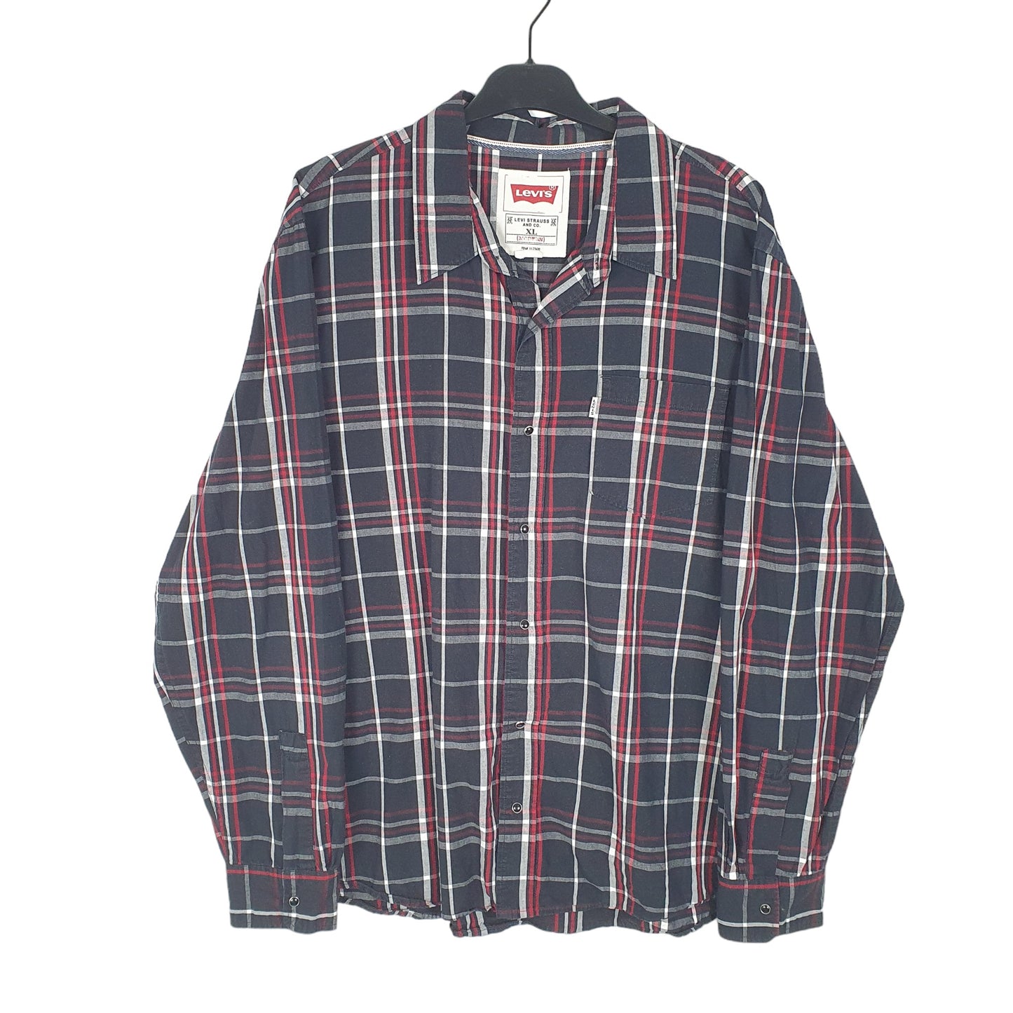 Mens Black Levis Modern Snap Button Long Sleeve Shirt