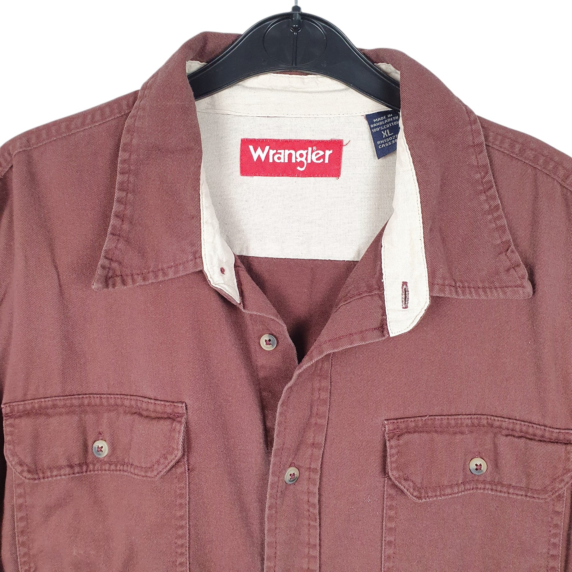 Mens Brown Wrangler Heavy Work Overshirt Long Sleeve Shirt