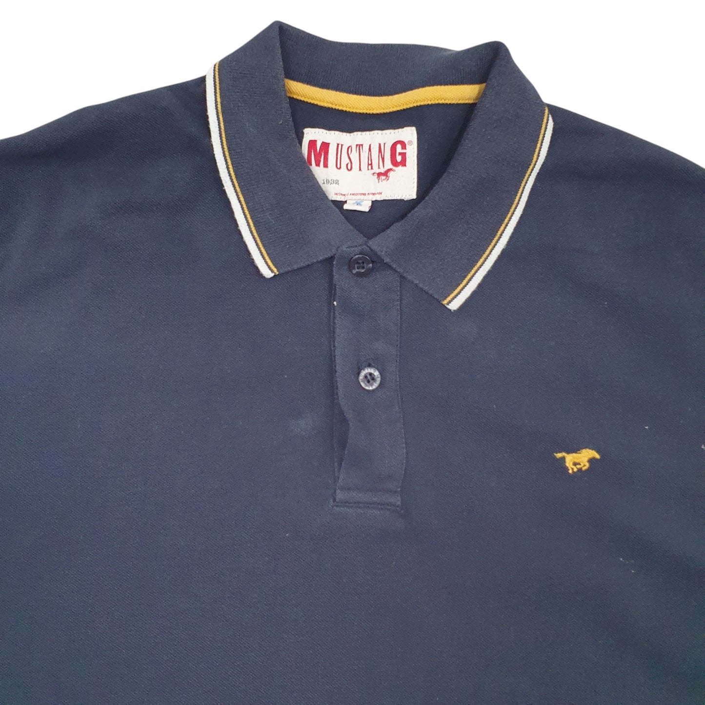 Mens Navy Mustang  Short Sleeve Polo Shirt