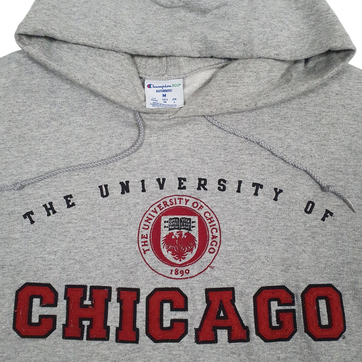 Mens Grey Champion University of Chicago Raised Embroidered Hoodie Jumper