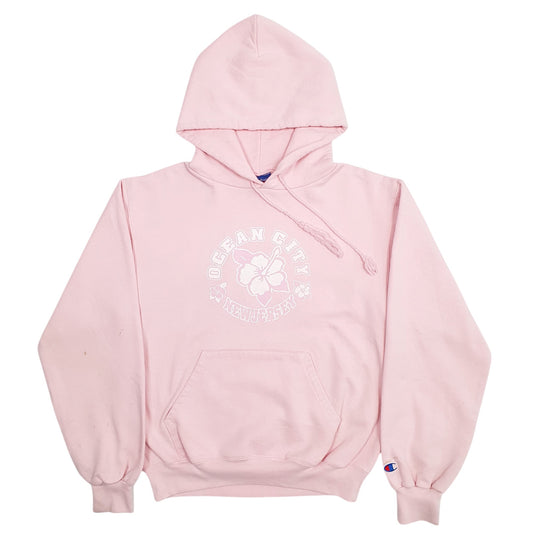 Womens Pink Champion Ocean City New Jersey Spellout Hoodie Jumper