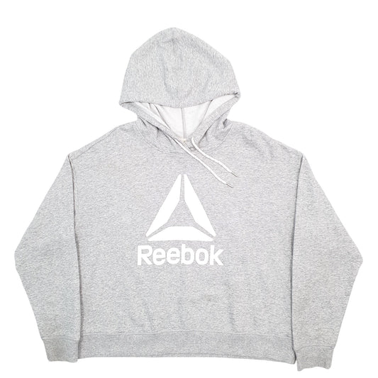 Womens Grey Reebok Spellout Hoodie Jumper