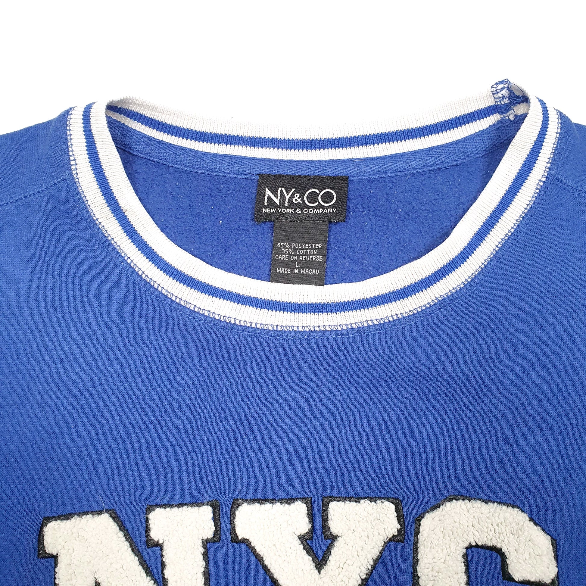 Mens Blue NY & CO Spellout Crewneck Jumper