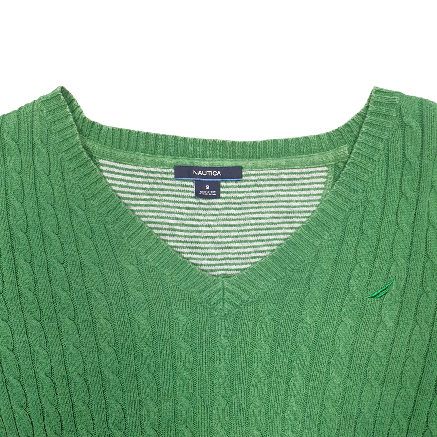 Womens Green Nautica Knit Crewneck Jumper